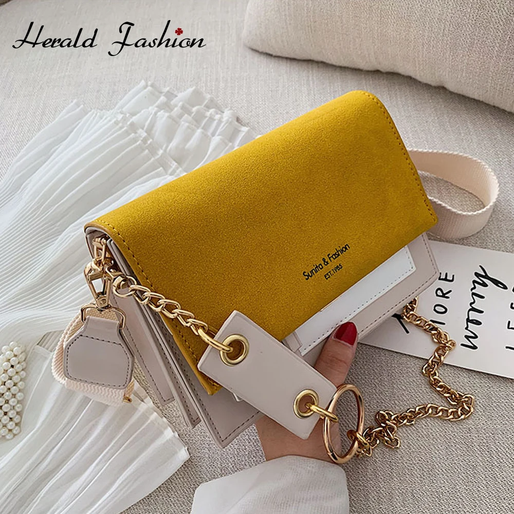 Замшевые сумки через плечо из искусственной кожи контрастных цветов для женщин