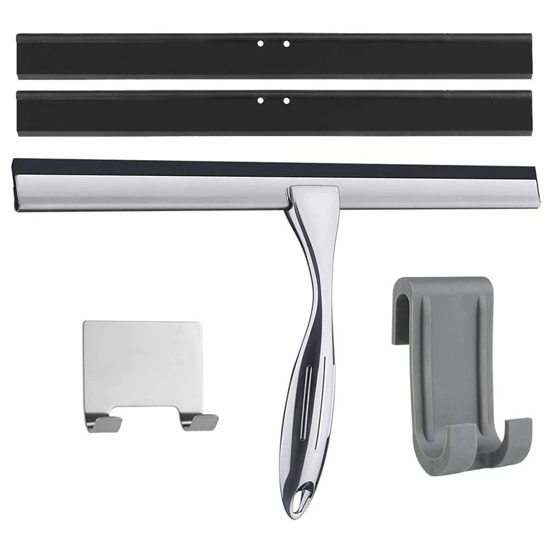 

31 cm Shower Squeegee Stainless Steel Premium Window Squeegee with Wall Hanger for Shower Doors, Bathroom, Kitchen