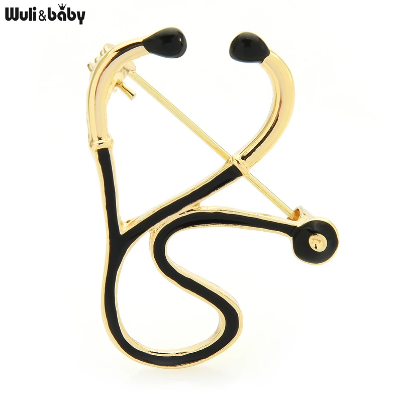 

Wuli&baby 2-color Enamel Stethoscope Brooches For Women Unisex Hospital Nurse Doctor Brooch Pins Gifts