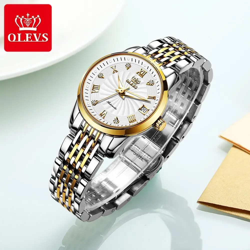 

Watches For Women Automatic Watch Mechanical Watch Ladies Luxury Brand Stainless Steel Calendar Waterproof Diving Rhinestone