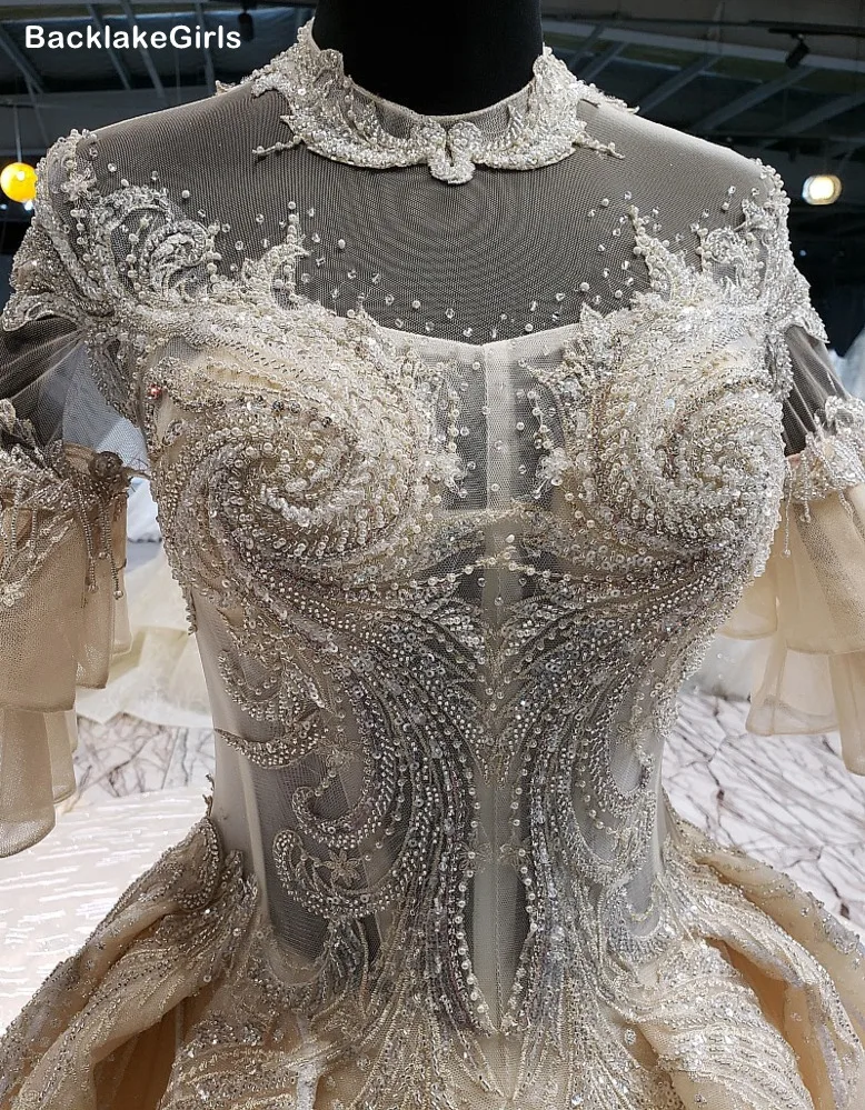 Китайское свадебное платье с высоким воротом в богемном стиле длинное кружевное