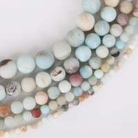 2021 natural beads frosted amazonite bead for jewelry making