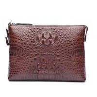menggeka new crocodile leather male handbags men clutch bags large capacity business hand bag male wallet brown