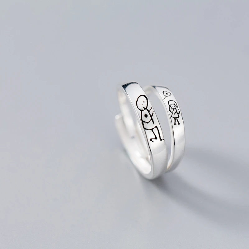 Кольцо из серебра 100% пробы для мужчин и женщин с мультяшными куклами|Кольца| |