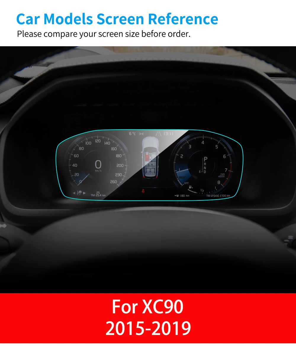Автомобильная приборная панель, Защита экрана для Volvo XC90-, внутренняя мембрана приборной панели, защитная пленка из ТПУ, автомобильные аксессуары