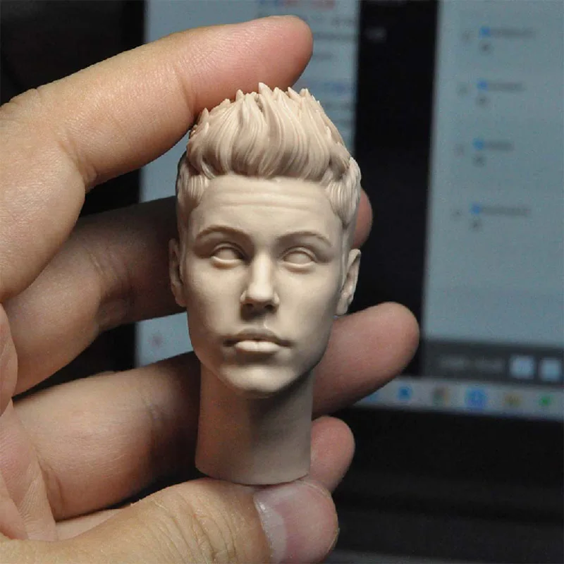 

Unpainted 1/6 Canadian Male Singer Justin Head Sculpt Carving Model Fit 12'' Male Soldier Action Figure Body