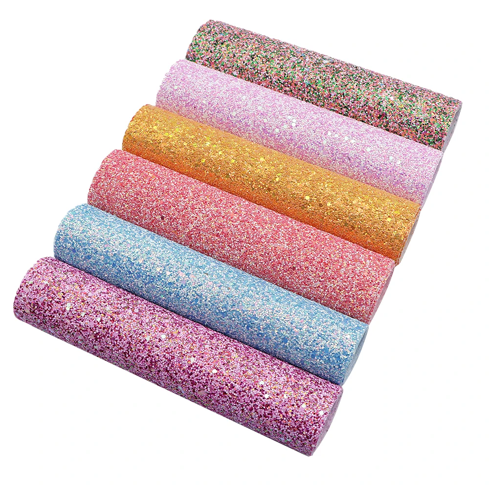 

20*34cm Mixed Color Chunky Glitter Faux Leather Sheet Vinyl Leatherette Clothing Upholstery DIY Earrings Hair Bows,1Yc12214
