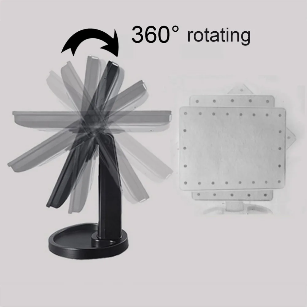 22 LED портативное женское зеркало для макияжа лица вращение на 360 градусов