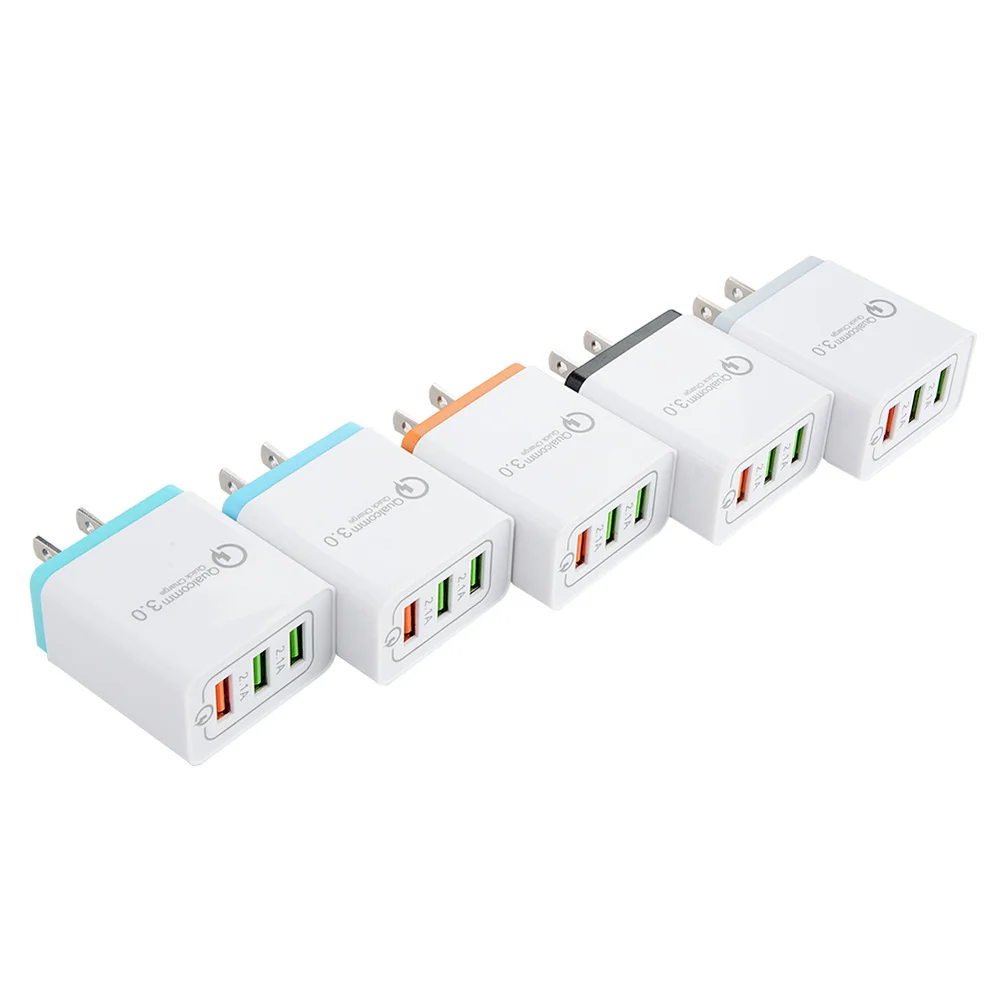 3 порта 18 Вт портативное зарядное устройство USB для путешествий Быстрая зарядка QC