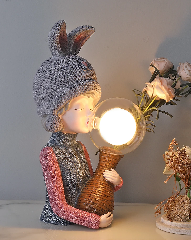 

Nordic Study Bedroom Bedside Table Lamps Designer Living Room Children's LED Table Light Princess Room Resin Nightstand Lights