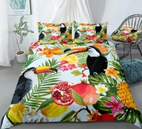 tropical fruits and toucan duvet cover set pomegranate lemon orange flowers leaves bedding botanical quilt cover king dropship