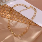 Модная Золотая цепочка, ожерелье, Чокеры для женщин, геометрический кулон, толстая цепочка, ожерелье в стиле панк, Смешанная цепочка, вечерние ювелирные изделия