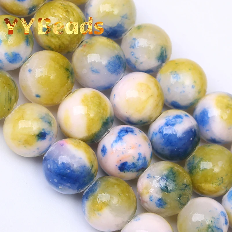 

5A Quality Natural Blue Yellow Persian Jades Stone Beads Loose Charm Beads 6-12mm For Jewelry Making DIY Bracelets Accessories