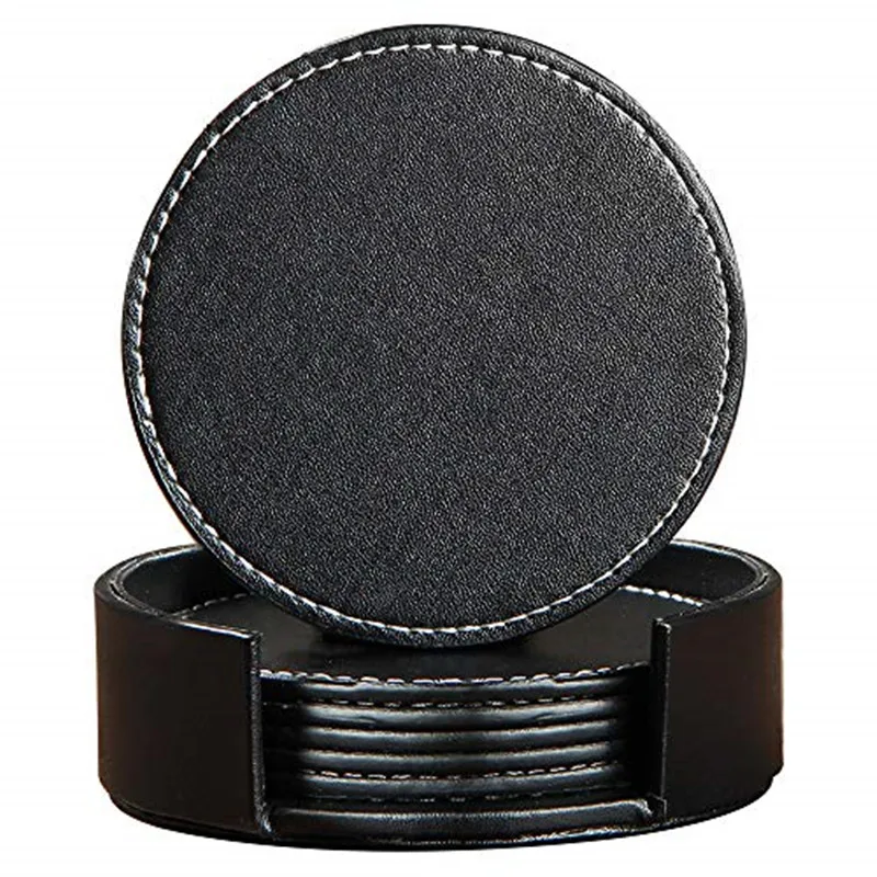 

Набор из 6 кожаных подставок, круглые подставки, используются для столовой в баре и кухне, а также украшения дома, чтобы избежать водяных пят...