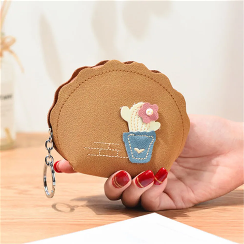 

2020 New Cactus New Korean PU Coin Purse Small Lady Key Case Creative Coin Bag Cartoon Cute Small Bag