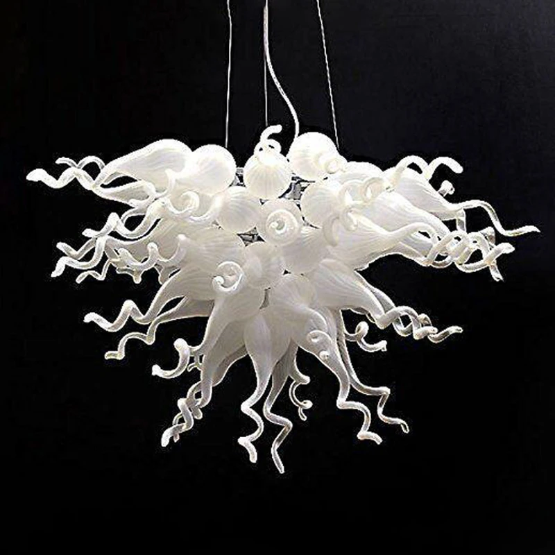 

Handmade Blown Glass Chandelier Modern White Pendant Lamps Italy Design Customize Glass Hanging LED Cheap Lighting for Home Deco