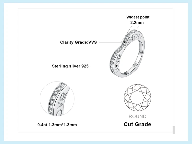 JewelryPalace люблю тебя набор канала круглый, кубический цирконий обручальное кольцо с сердцем 925 пробы серебро для годовщины помолвки подарок Вечерние