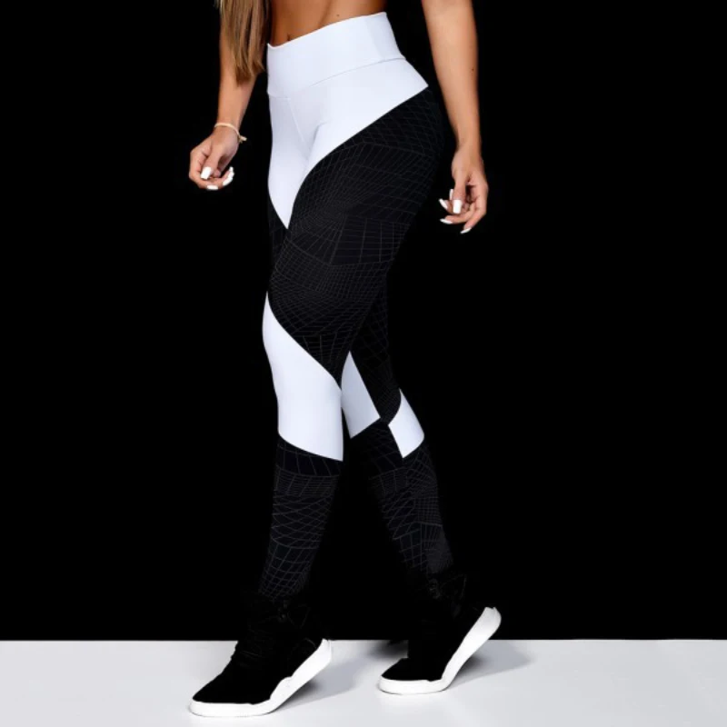 Женские эластичные брюки с высокой талией геометрические карандаш цифровым