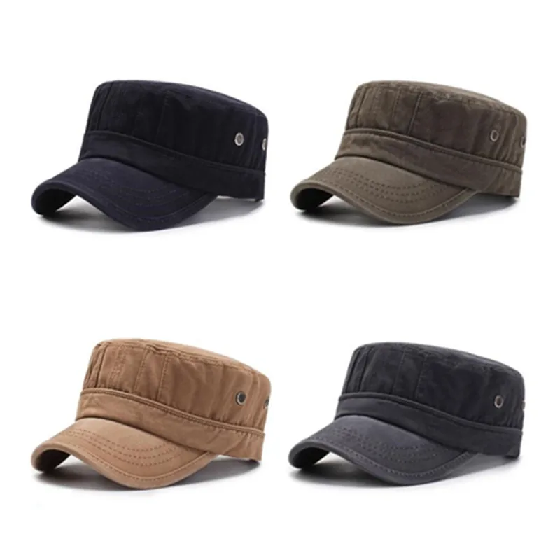 

Breathable mesh caps washed cotton army military hats for men adjustable brands men's flat cap tongue caps snapback cap dad hat