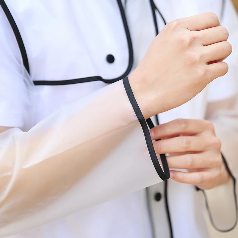 Женский длинный прозрачный дождевик с капюшоном из ЭВА пончо для прогулок на