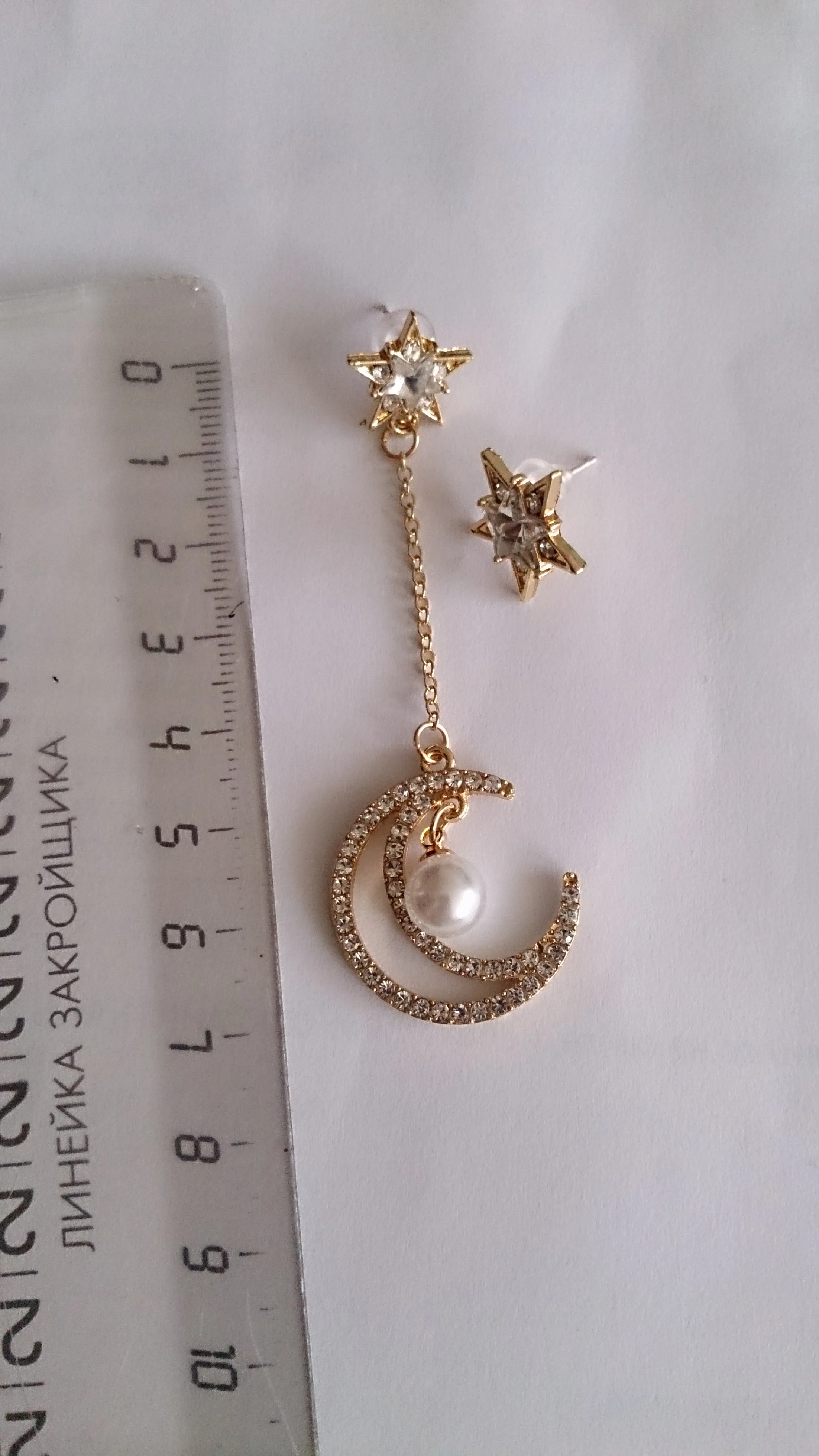 Звезда Луна Асимметричный Кристалл Длинные Капли Серьги Висячие женские