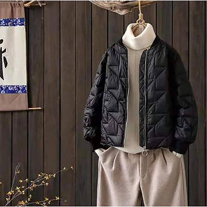

2021 autumn and winter new style literary leisure solid color zipper lightweight down padded jacket women