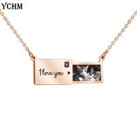 personalised photo envelope necklace with love letter stainless steel envelope locket with note inside pull out necklace jewelry