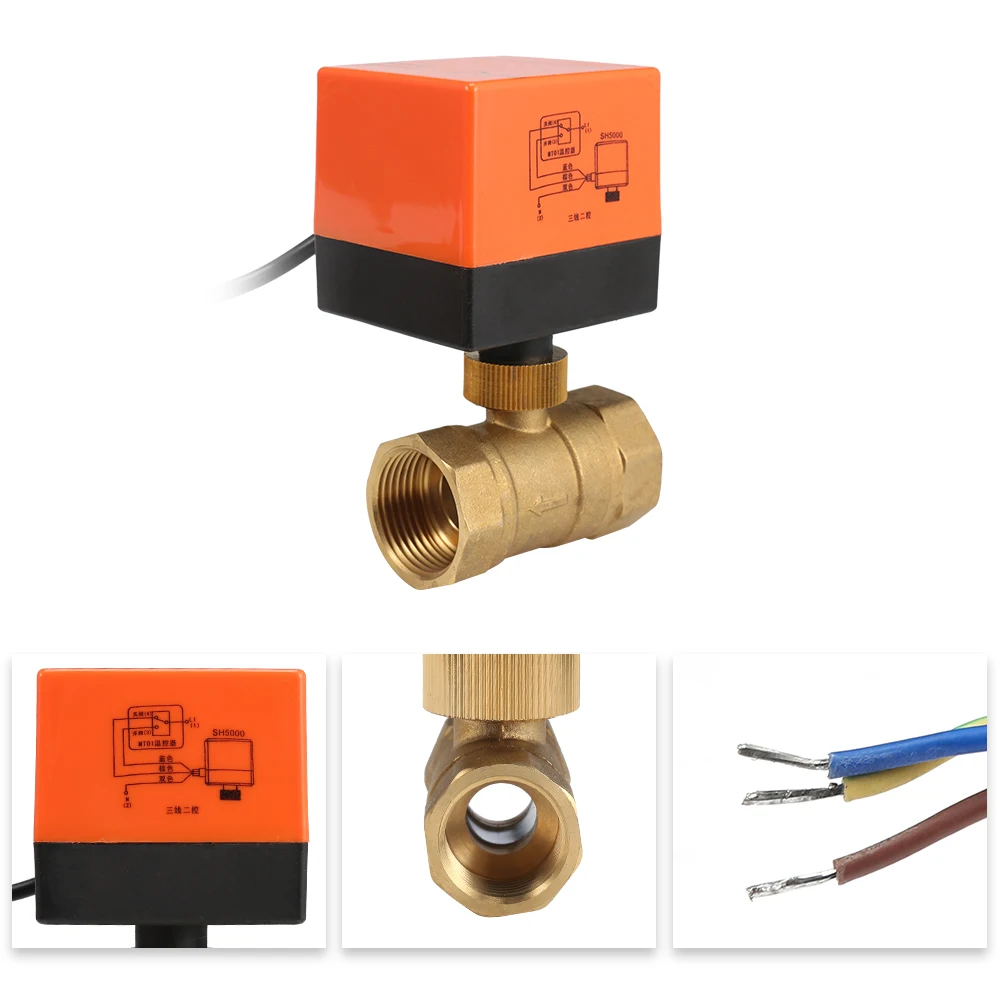 Шаровой кран с резьбой и электроприводом 220 В контроллер системы