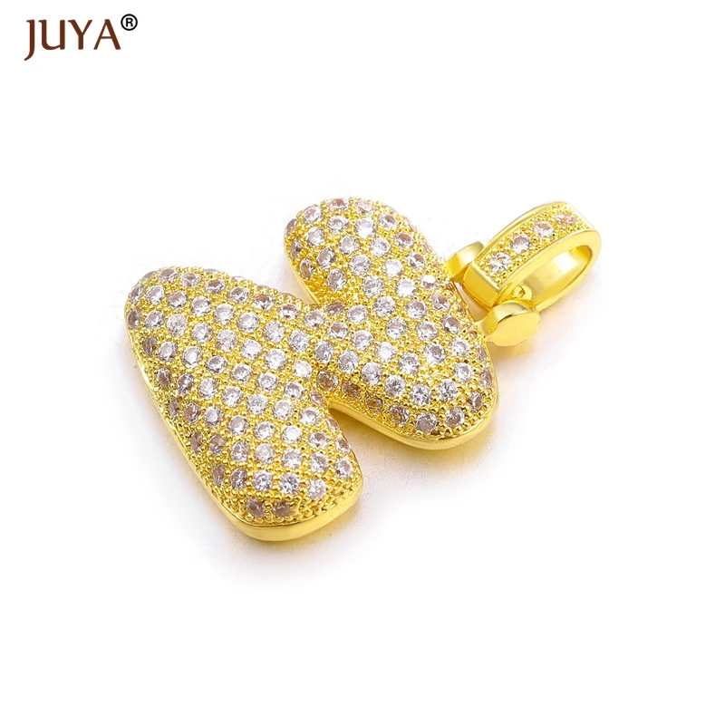 Juya Роскошные AAA циркониевые Стразы буквы 26 алфавит DIY начальный Шарм для женские ювелирные изделия, кулон аксессуары для изготовления