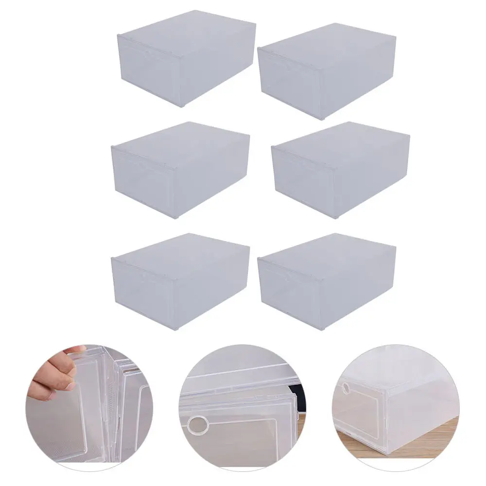 

6Pcs Creative Shoes Case Clamshell-type Shoes Container (Transparent)