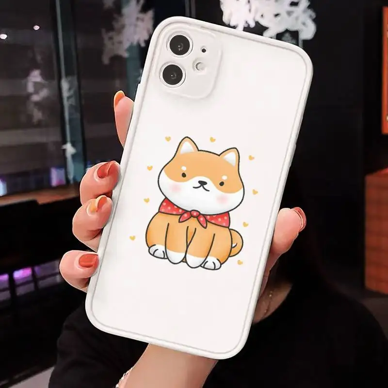 

Phone Case For iPhone 12 11 Mini Pro XR XS Max 7 8 Plus X cute Corgi Matte transparent White Cover