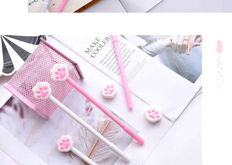 1 шт. гелевые ручки Kawaii Cat paw print, для письма, милые черные чернила, ручка для подписи, офисные школьные принадлежности, подарок