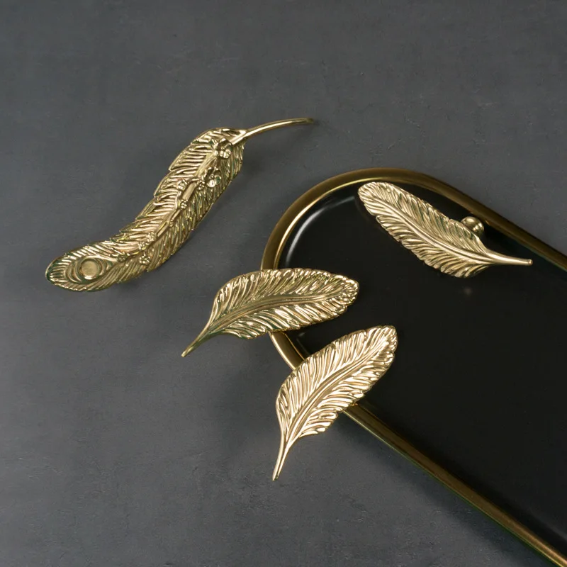 

Retro Wardrobe Cupboard Wine Cabinet Drawer Door Copper Handle New Chinese Style European Feather Brass