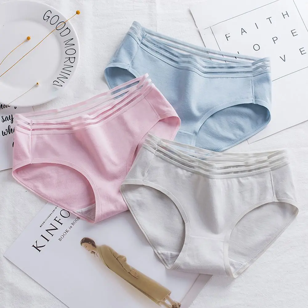 Женские хлопковые трусики в полоску нижнее белье для девочек Симпатичные