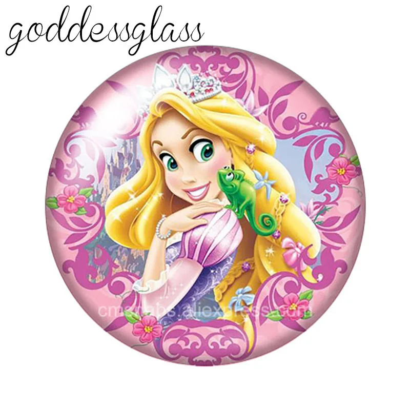 

Disney Tangled Rapunzel Princess 10pcs Round photo glass 18mm snap buttons for 18mm snap bracelets jewelry wholesale