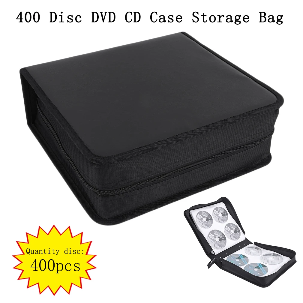 Из искусственной кожи 400 шт. компакт-диска DVD Для Хранения Чехол сумка органайзер