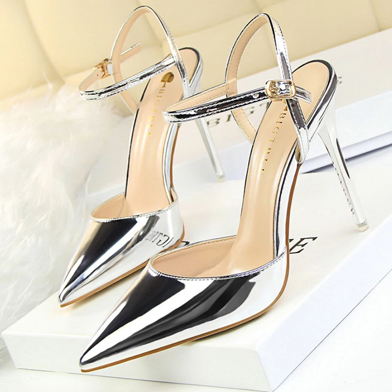 

Shoes Woman High Heels 10.5CM Pointed Slingbacks Stiletto Woman Pumps Summer Sandals Ladies Party Wedding Bridal Shoes BA-25