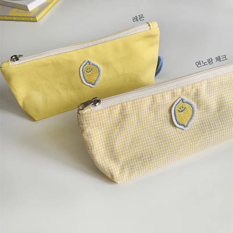 Симпатичный чехол для карандашей с лимоном простая сумка хранения клатч