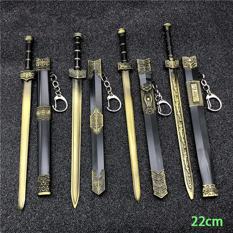 

22cm Ancient Emperor Qin Shihuang Chinese Kongfu Weapon Keychains Anime Sao Sword Model Toys Ninja Keychain Collection for Gift
