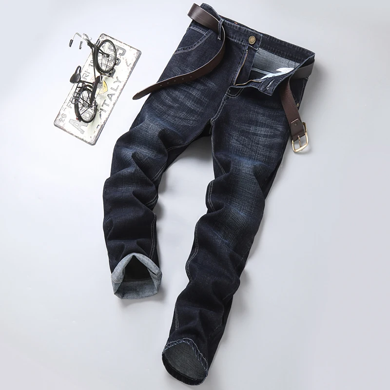 Thoshine Brand Spring Autumn Men Jeans Elastic Straight Fit Male Denim Pants Stretch Smart Casual Trousers