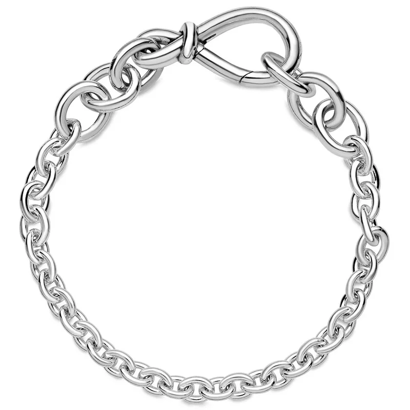 

Original Chunky Infinity Knot Chain Bracelet Bangle Fit 925 Sterling Silver Bracelet Women Bead Charm Diy Europe Jewelry