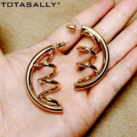 totasally punk polished metal earrings for women hip hop metal tube spiral club show earring lady party jewelry gifts dropship