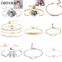 customized bracelets engrave photo name date bracelet diy stainless steel charm bracelets custom jewellery memory gift