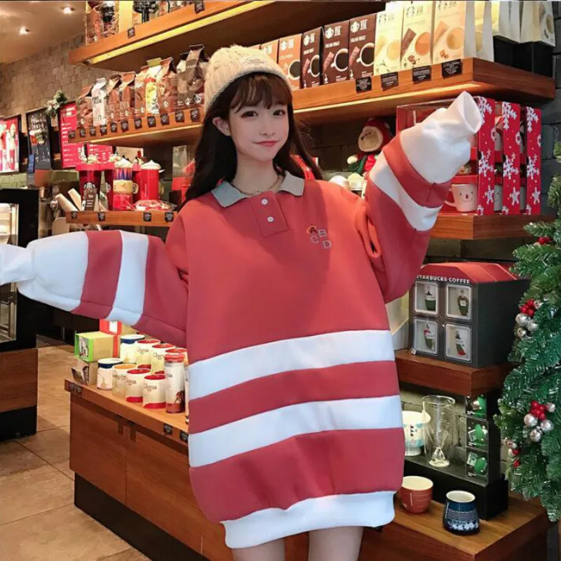 

Hoodies Women Soft Loose Kawaii Ulzzang Thick High Quality Lady Students Autumn Winter Korean Style Simple Womens Clothing Chic