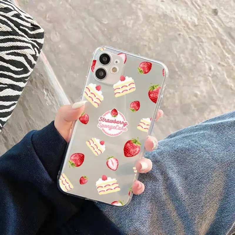 

strawberry Phone Case Transparent for Clear iPhone case 11 12 mini pro XS MAX 8 7 6 6S Plus X 5S SE 2020 XR