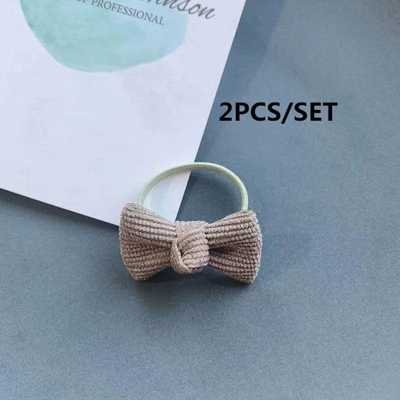 BROWN-2PCS 2/14 шт. детские вельветовые 4,5 см заколки для волос резинки Заколки для волос для девочек, детей дошкольного возраста, женские аксессуары для волос - Цвет: BROWN-2PCS