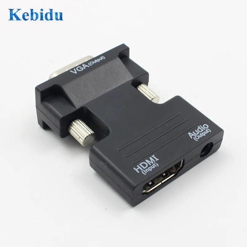 Адаптер KEBIDU HDMI совместимый с VGA/3 5 мм преобразователь аудиоразъема Мама папа