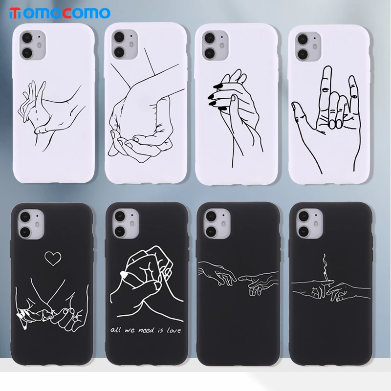 

Lover Hand Line Simple Phone Cover For iPhone 14 14ProMax 14Plus 13Promax 13 12 11 Soft Silicone Candy Case Fundas
