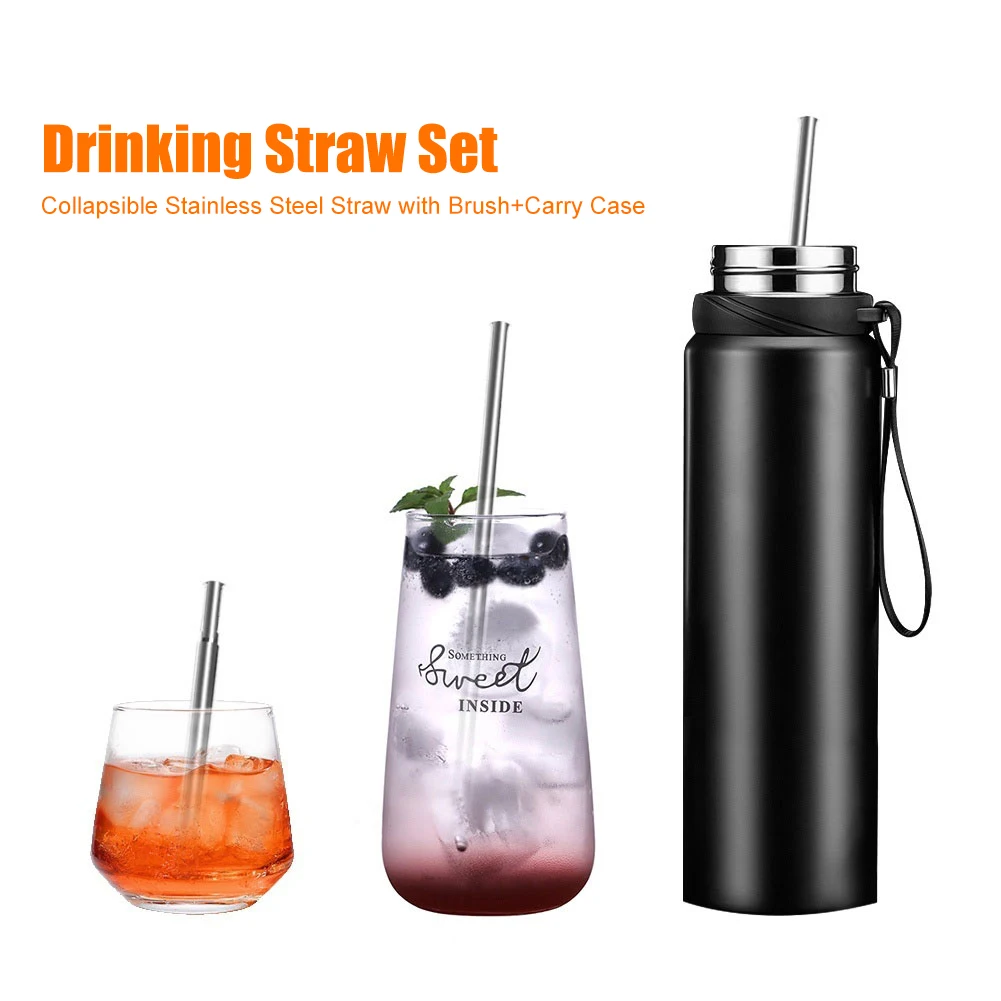 

3pcs/Set Portable Stainless Steel Telescopic Reusable Drinking Straw with Brush Travel Straw Eco-friend Straw Drinking Straw new