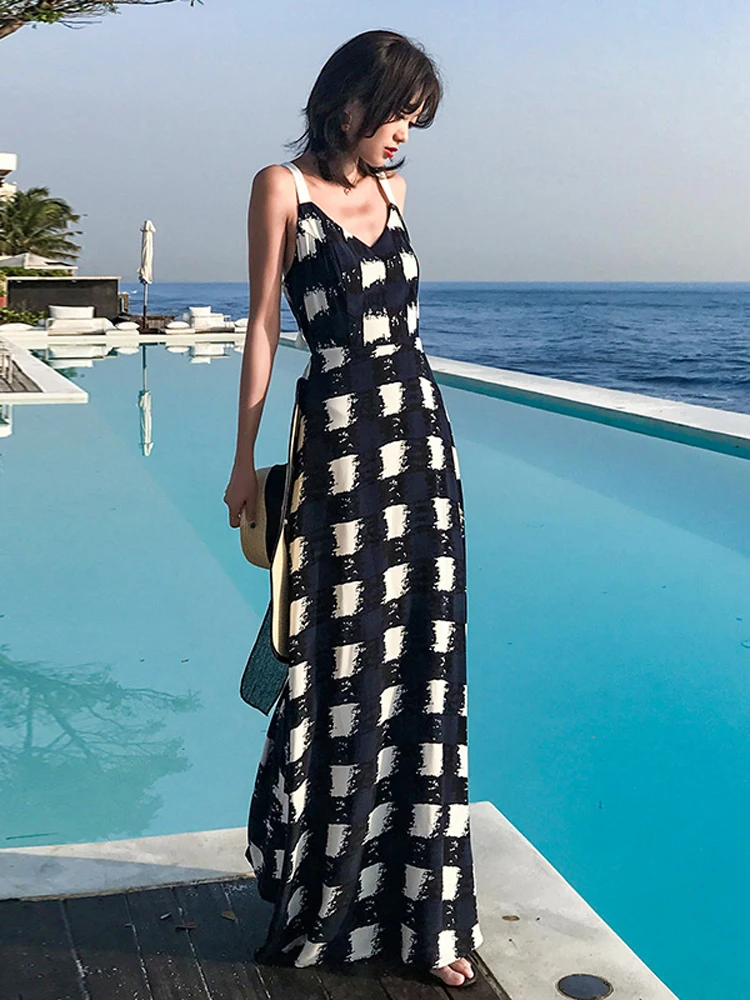 Длинное летнее платье женское пляжное в стиле бохо вечерние сексуальные макси на